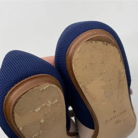 Rothy’s blue tan bow Maryjane pointed toe shoes size 9 - Picture 3 of 7